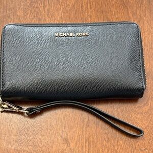 Michael Kors Black Textured Wristlet